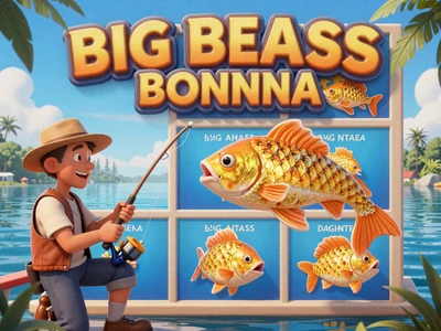 Big Bass Bonanza Slot mit Fischer der einen goldenen Fisch f&auml;ngt bei Golisimo Casino