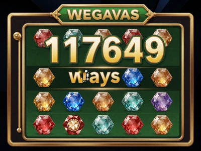 Megaways Slot-Interface mit kaskadierenden Walzen und 117649 Gewinnwege-Z&auml;hler in Gr&uuml;n-Gold bei Golisimo